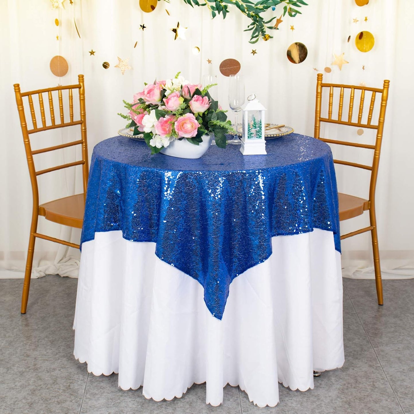 ShinyBeauty Sequin Tablecloth-Royal Blue Sequin Table Overlay and Sequin Tablecloth/Linen for Wedding/Party/Event/Decoration-Royal Blue