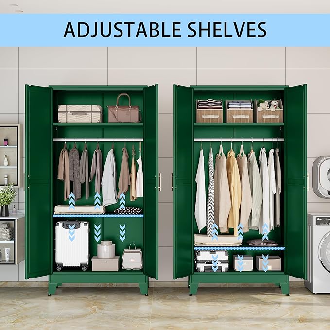 71 "Metal Armoire Wardrobe Closet, Steel Clothing Storage Cabinet - Image 3