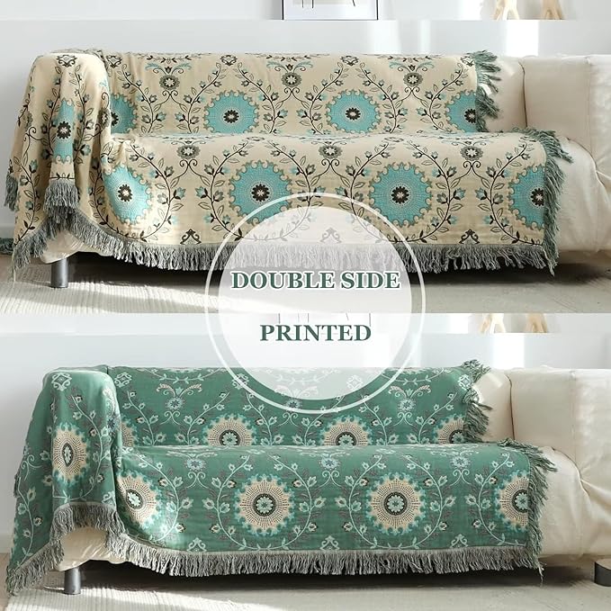 LUTBM Boho Throw Blanket for Bed 100% Cotton Ultra Soft Rustic Quilt Summer - Image 6