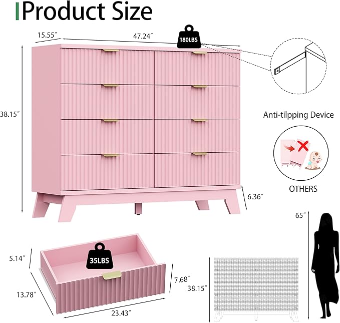 Xixini Fluted Dresser for Bedroom - Image 2