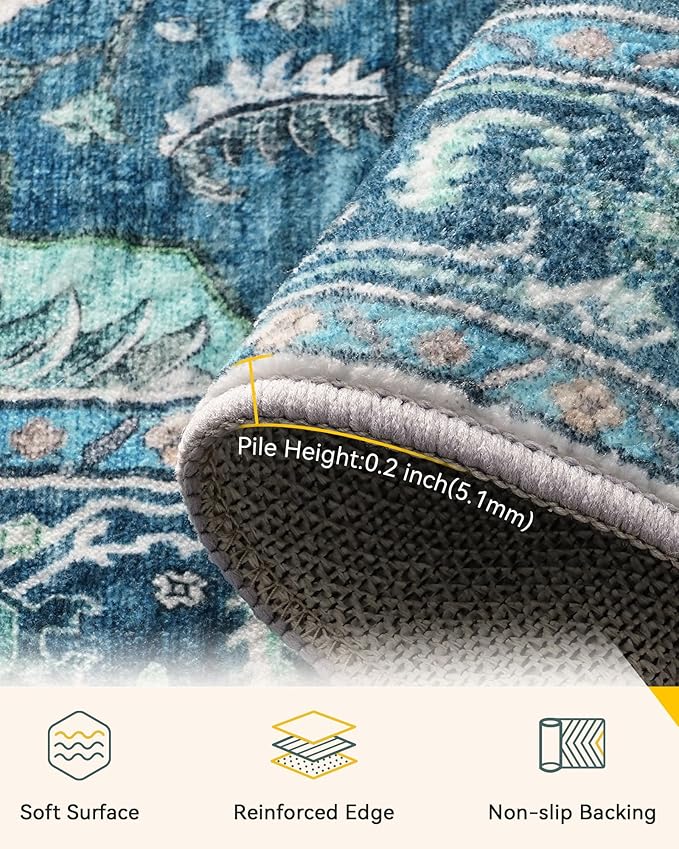 RELEANY Area Rugs 2'x6' Runner Rug Non Slip Washable - Image 4
