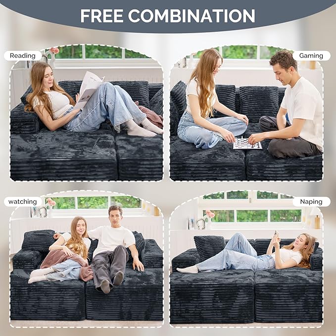 131'' Modular Sectional Cloud Sofa, U-Shaped Boneless Couches - Image 4