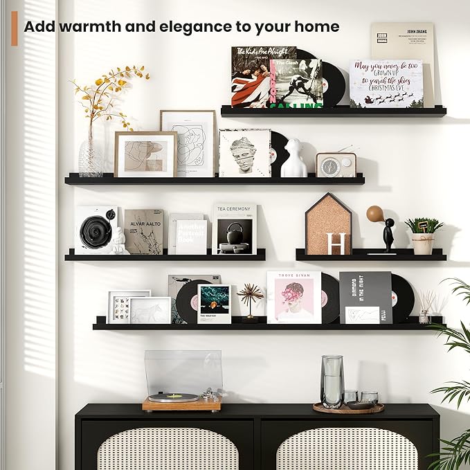 Fun Memories Picture Ledge Shelves Set of 4, 24 Inch Rustic Wall Mounted - Image 7