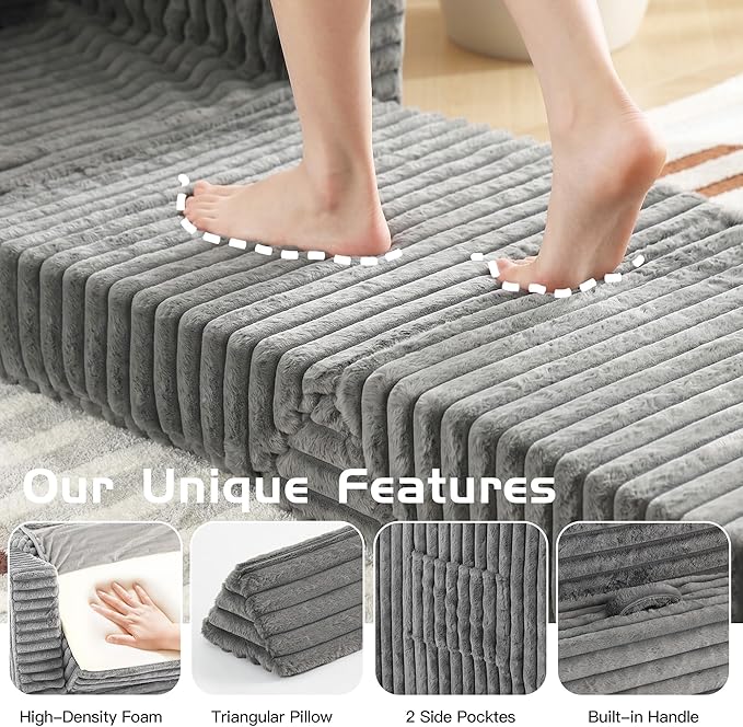 Welnow Folding Sofa Bed with Pillow, Convertible 2-in-1 Sleeper Chair - Image 5