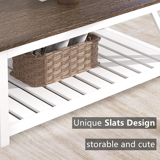 ChooChoo Farmhouse Coffee Table, Rustic Vintage Living Room Table - Image 5