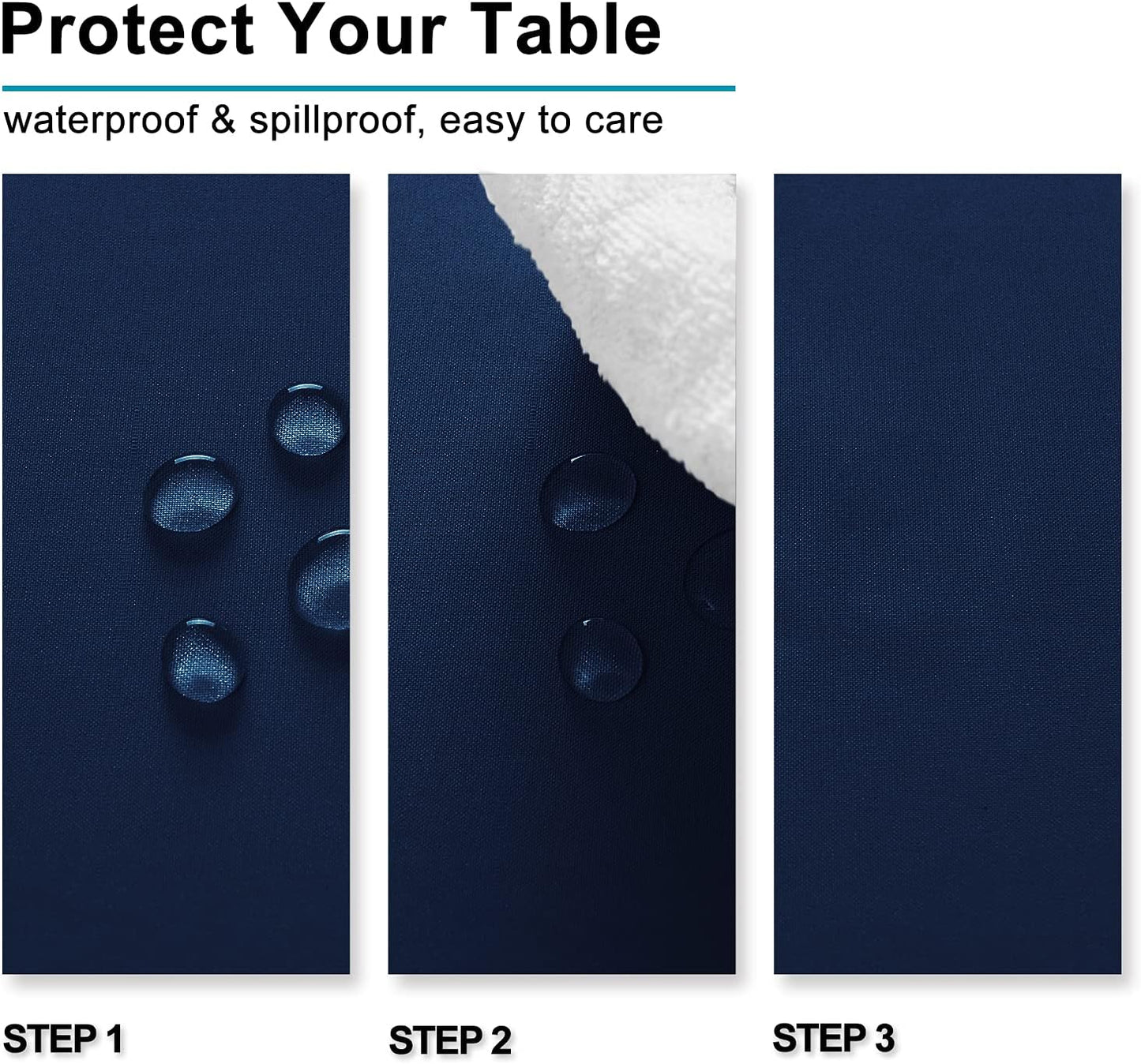 Hiasan 2 Pieces Square Tablecloth - Waterproof Washable Polyester Table Cloth for Dining Room Kitchen Party Camping, Navy Blue, 54 x 54 Inch
