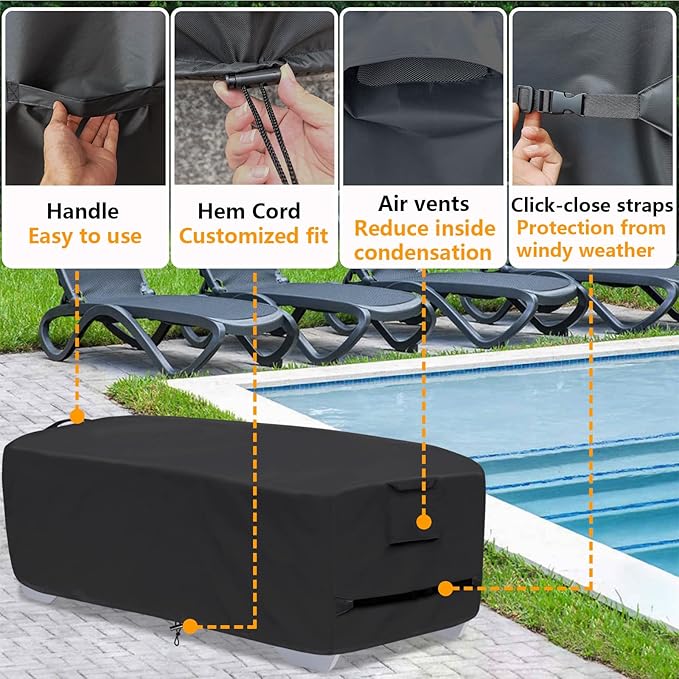 Stackable Chaise Lounge Covers for 2-3 Stackable Patio Lounge Chair, 600D - Image 6