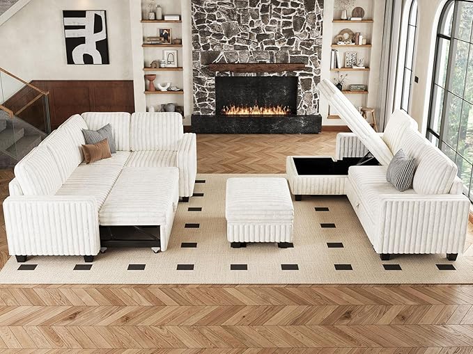 Belffin Corduroy Fabric Loveseat Module - Image 8