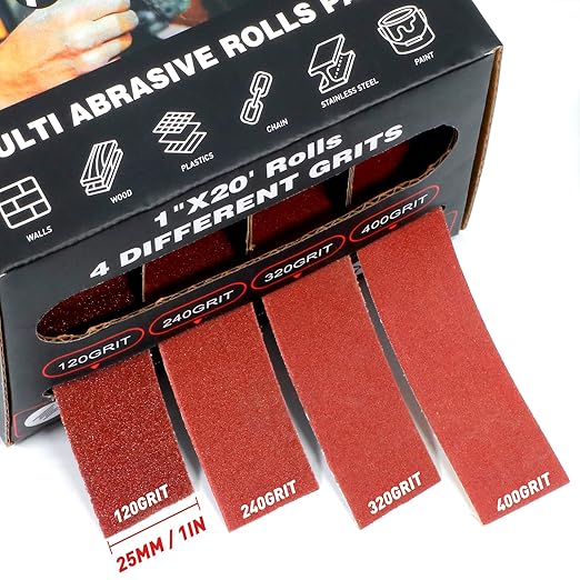 Emery Cloth Roll, 4 Grits 1'' x 19.7' Sandpaper Roll 120 240 320 400 Emery Cloth - Image 2