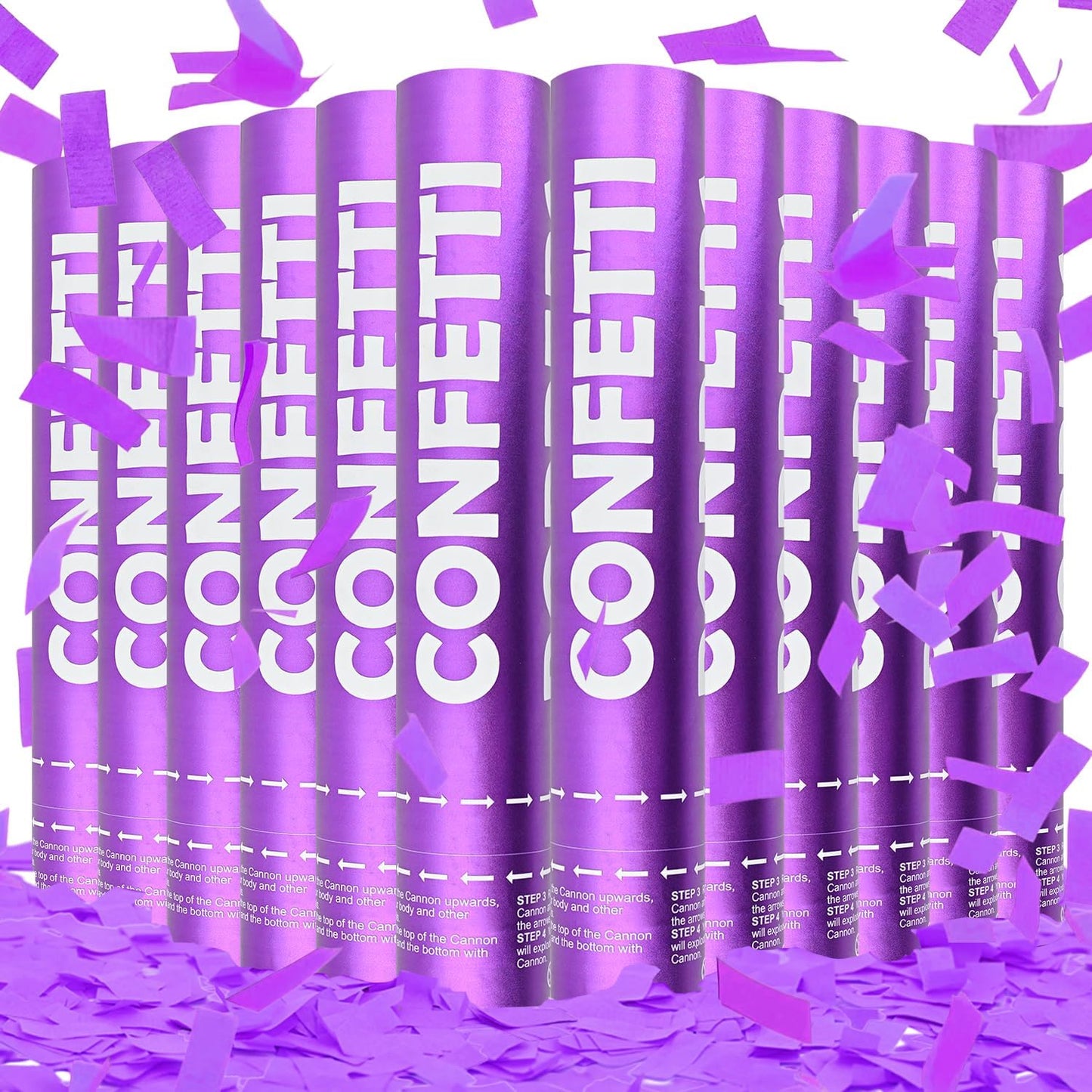 Confetti Cannon 12Pack Purple Biodegradable Cannon Poopers 12Inch Purple Party Poppers Confetti Cannon for Celebrate Wedding Birthday Graduation Baby Shower Christmas New Year