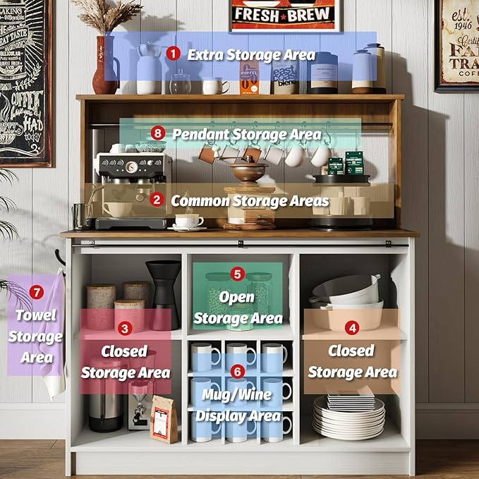 4ever2buy Farmhouse Coffee Bar Cabinet - Image 6
