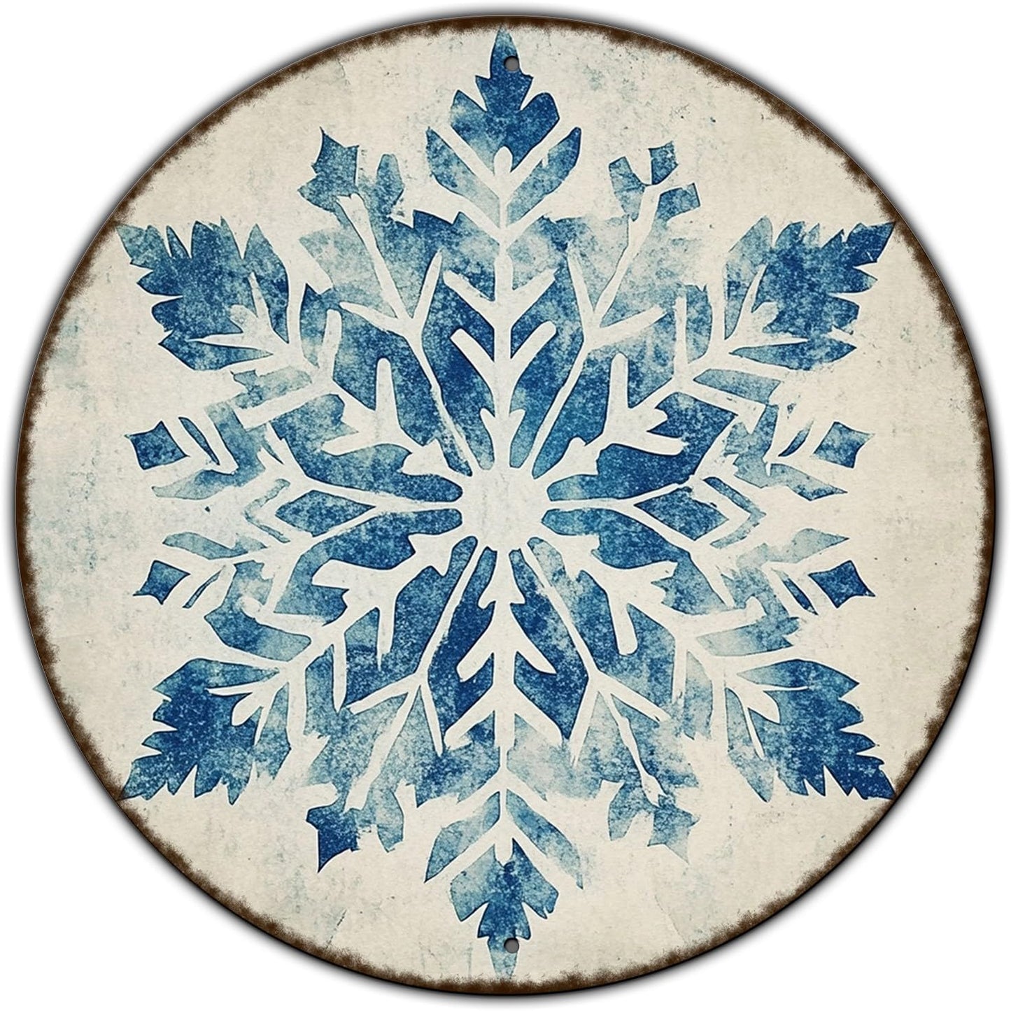 Round Christmas Metal Tin Sign Vintage Snowflake Signs Winter Christmas Sign Retro Wall Decor Tin Sign Funny Decorations for Home Cafes Office Store Pubs Tin Sign 12 * 12 in