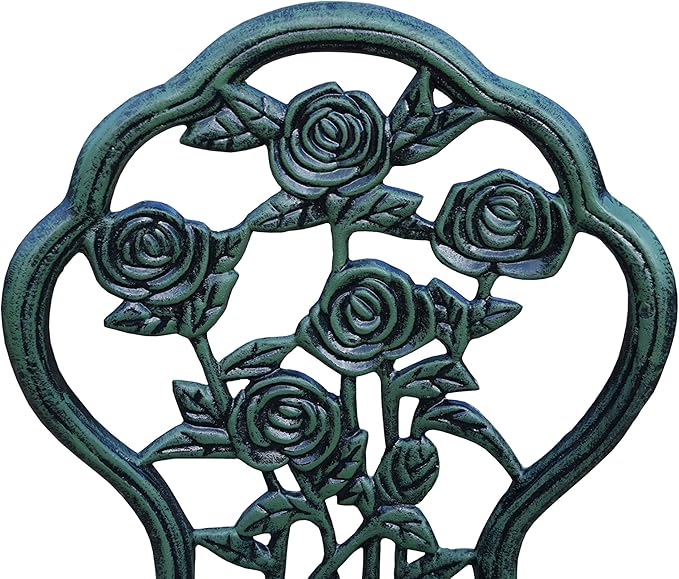 Oakland Living Cast Aluminum Conversation Set Metal Antique Green 3 Piece Patio - Image 3