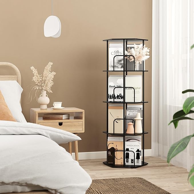 SUNMORY 4 Tier Rotating Bookshelf Tower, Revolving 360 ° Spinning Bookcase - Image 7