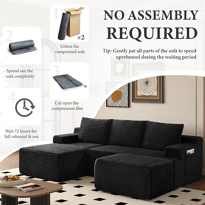 96" Sectional Couches for Living Room Cloud Couch Sofa - Image 4