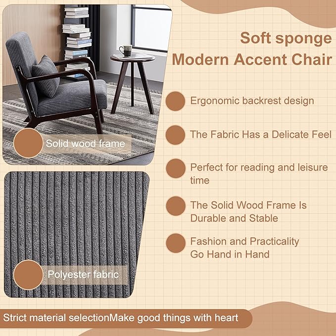 Beige Midcentury Modern Accent Chair - Image 5