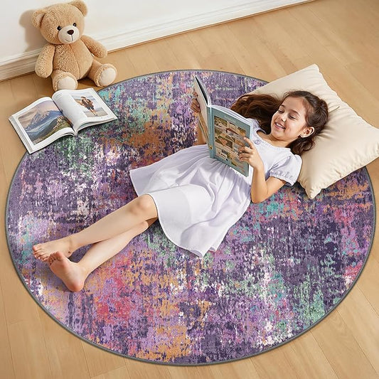 RELEANY Washable Area Rugs 4ft Non-Slip Modern Abstract Soft by RELEANY