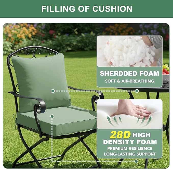 Summsun Outdoor Chair Cushions Set of 2, Waterproof Back Pillow and Seat - Image 4