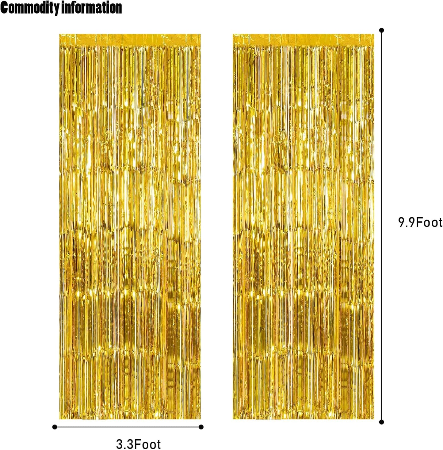 CANREVEL 2 Pack 3.3x8.2 Feet Gold Foil Fringe Backdrop Curtains, Tinsel Streamers Birthday Party Decorations, Fringe Backdrop for Graduation, Baby Shower, Happy New Year, Disco Party