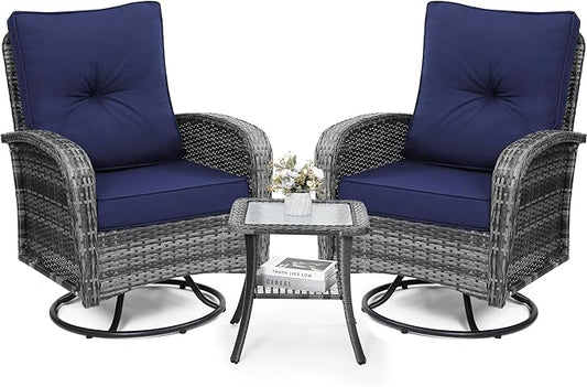 wildformers Luxury Outdoor Swivel Wicker Glider Patio Chairs by wildformers