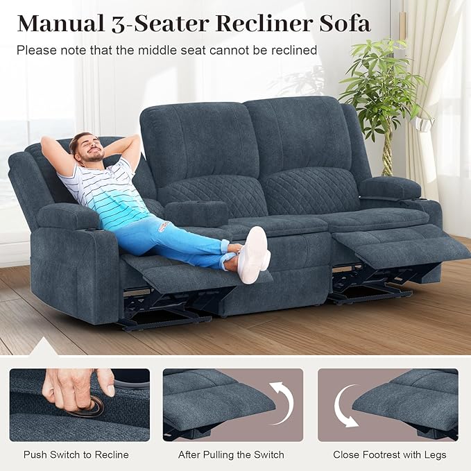 Yolsali 3 Seater Recliner Sofa Set - Image 5