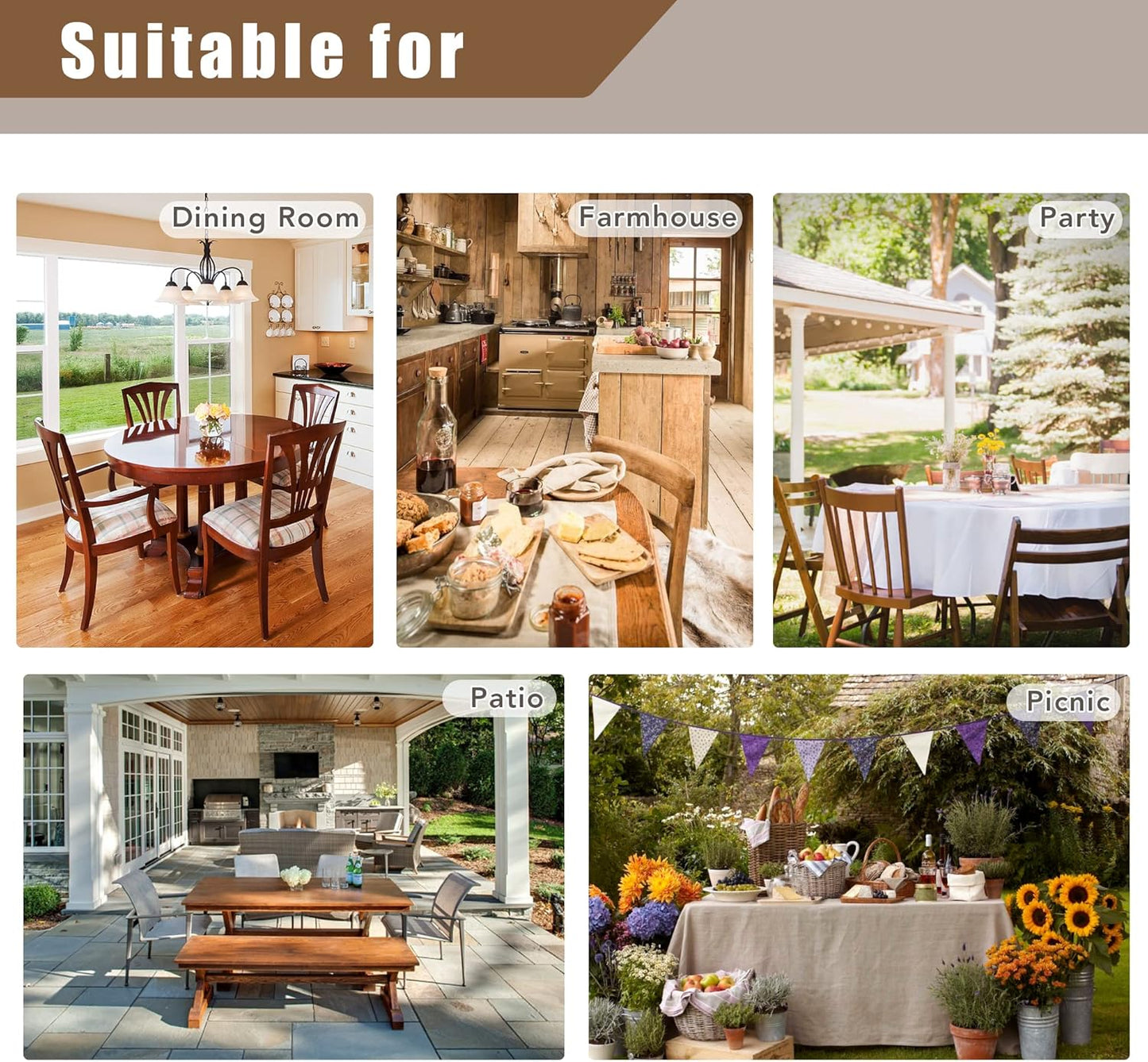 Fitable Linen Textured Tablecloth Washable Fabric Rectangle Table Cloth for 8 Foot Tables, Holiday Table Cover for Kitchen Dining, Party, Farmhouse (Beige, 54 x 108 Inch)