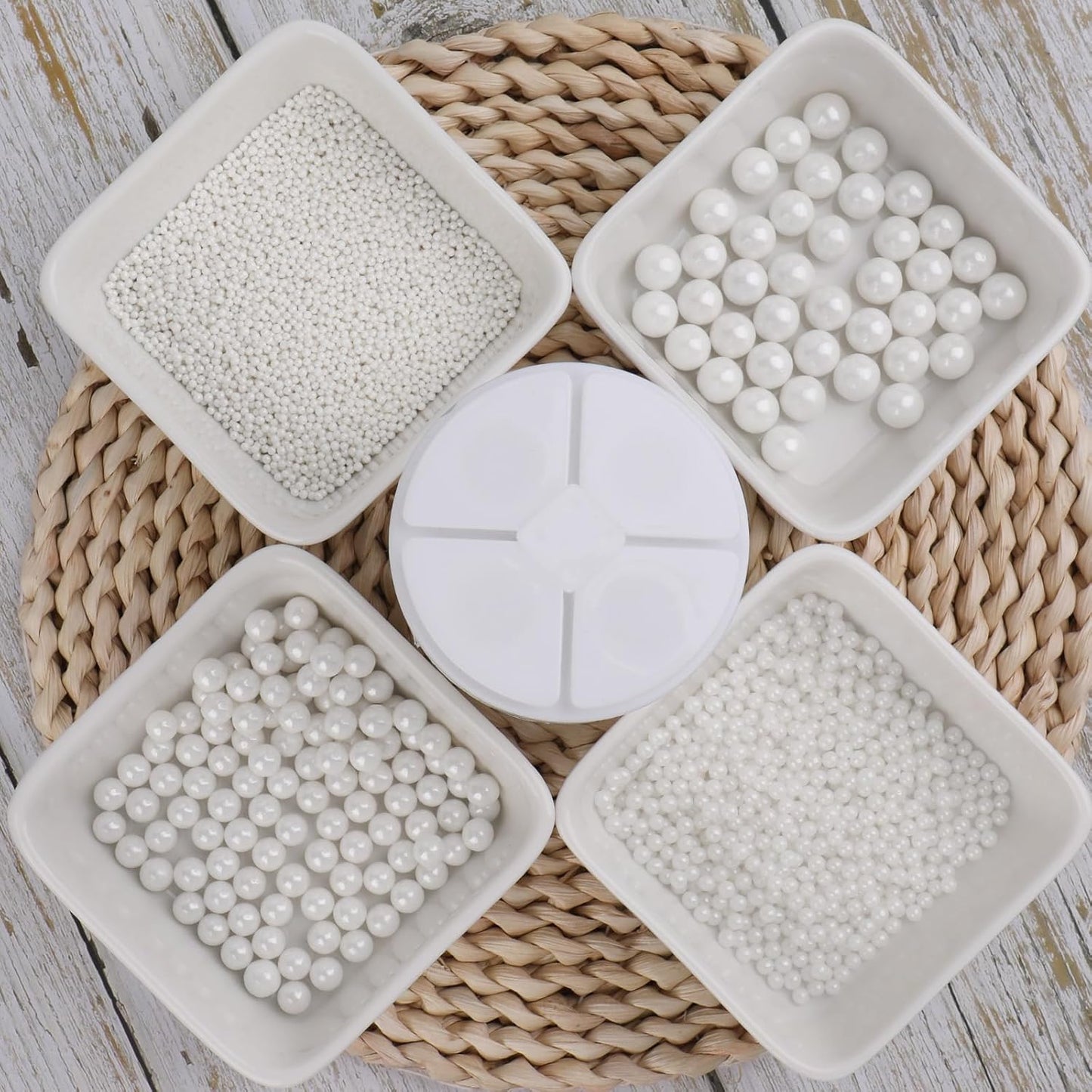 Sprinkles for Cake Decorating, 11Oz White Pearl Sprinkles 6 Sizes Mix for Cake Cupcake Ice Cream Donuts Cookie Baking Toppings