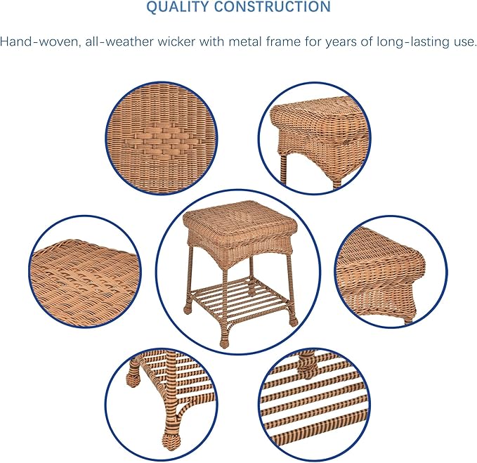 Jeco 3 Piece Rocker Wicker Chair Set - Image 6