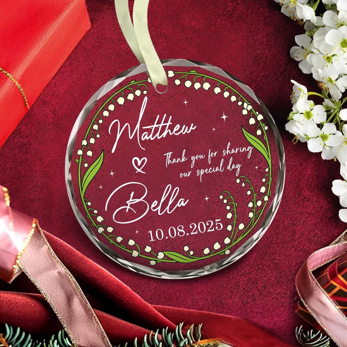 Personalized Wedding Favor Christmas Ornaments For Guests - Promotional Ornaments - Perfect Party Gift For Guests - Couples Married Wedding Gifts - Thank You Sharing Our Special Day