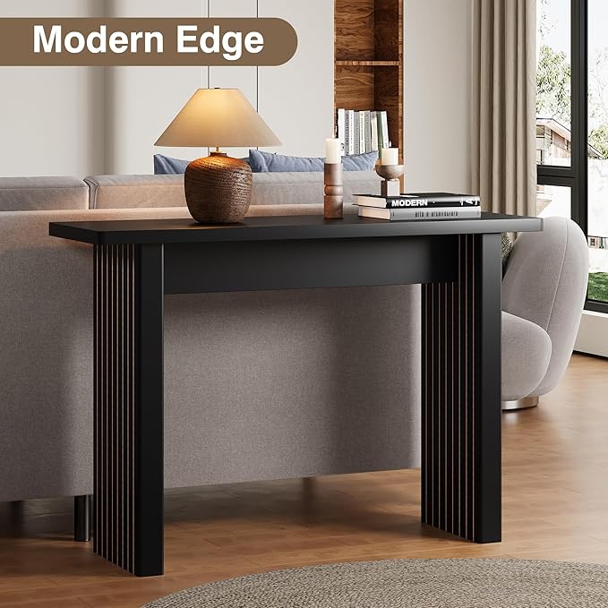 AVZEAR Mid Century Narrow Entryway Console Table, 43.3" Fluted Wood Couch Table - Image 8