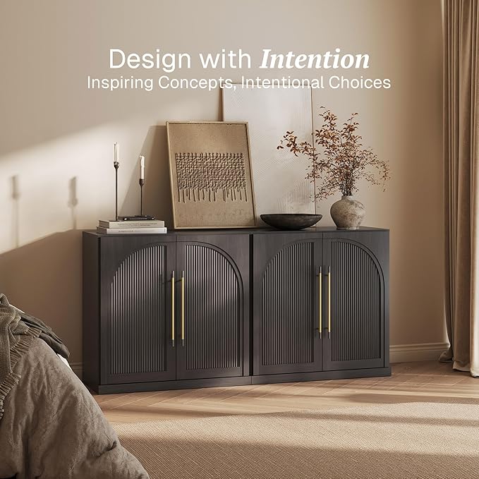 BELLEZE 3 Tier Bookshelf with Double-Arc Door - Image 3