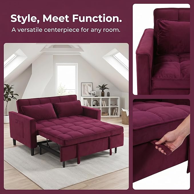 3 in 1 Convertible Sofa Bed, Loveseat Sleeper Sofa - Image 3