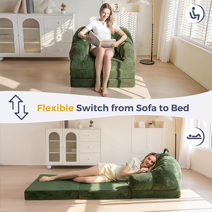 MAXYOYO Folding Sofa Bed with Backrest, Boneless Fold Out Couch Bed with Handle - Image 3