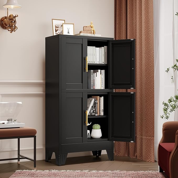 GAIOUS 47.25" Metal Storage Cabinet, Freestanding Bathroom Cabinet, Pantry - Image 4