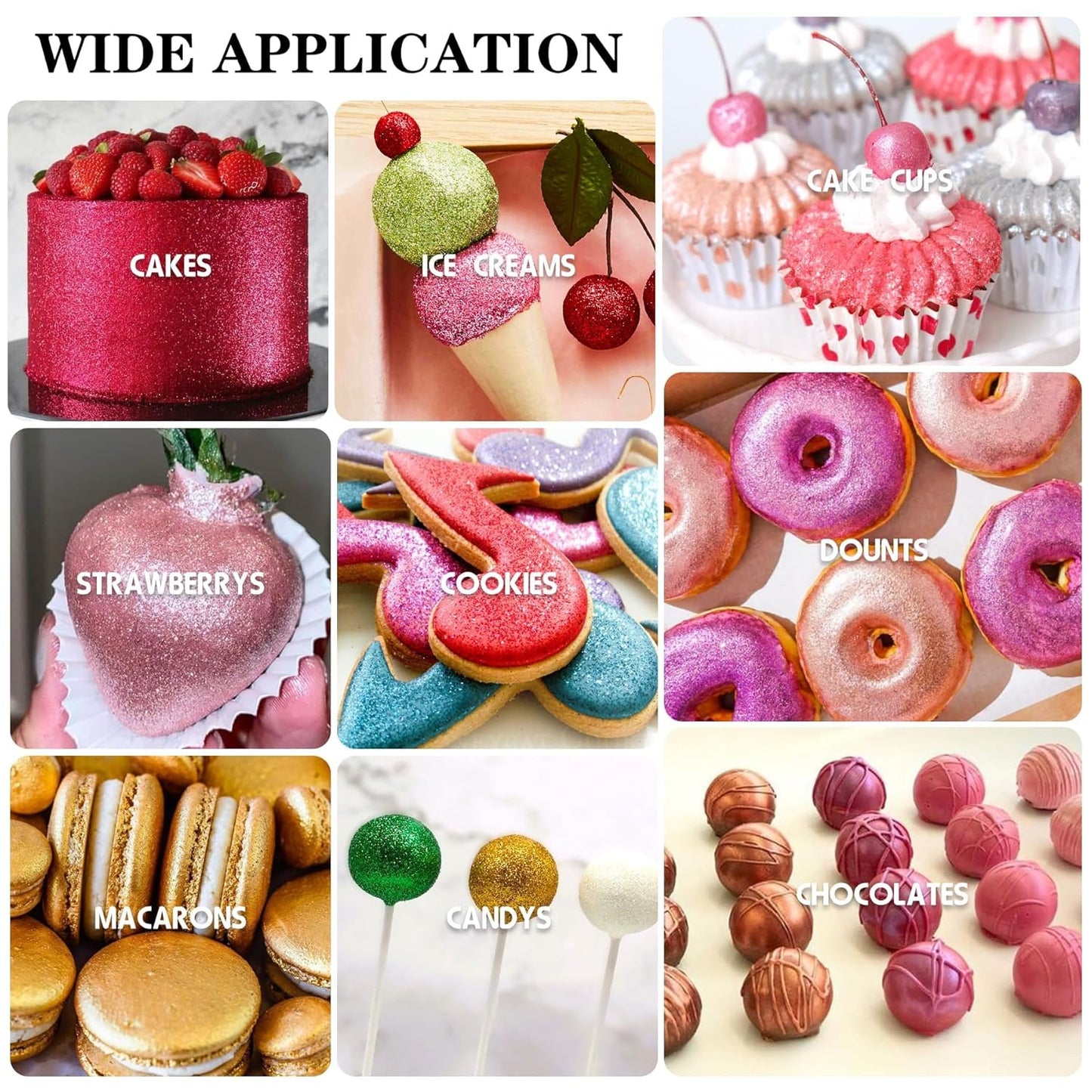 Edible Glitter - 4 Colors Luster Dust Edible Glimmer Powder for Sparkling Drinks, Foods, Wine, Beverage, Cake - Food Grade Shimmer Dust Powder for Baking, Cocktails, Cupcakes Decoration - 5g / Bottles