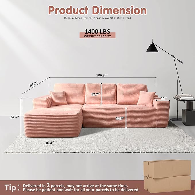 ovios 104" Cloud Boneless Couch - Image 2