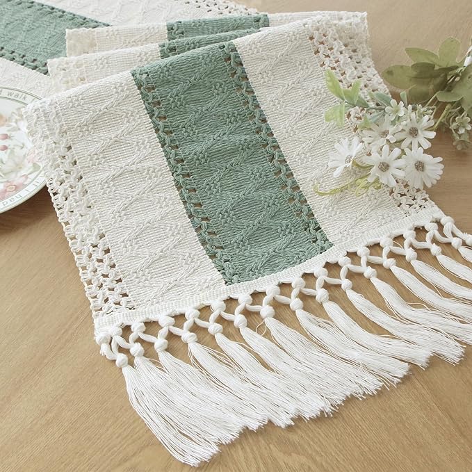 FEXIA Sage Green Table Runner 90 Inches Long by FEXIA