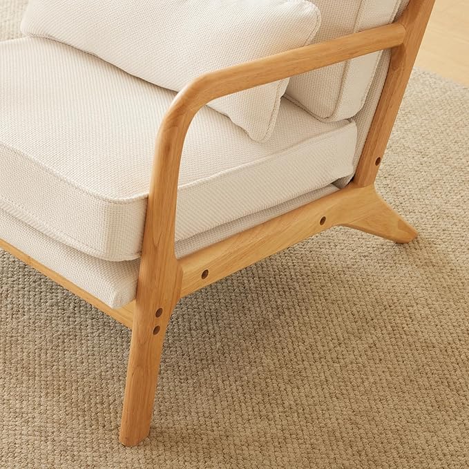 VINGLI Cozy Living Room Chairs, Coarse Linen Beige Accent Chairs Set of 2 - Image 7