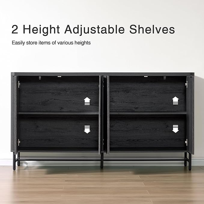 4-Piece Fluted Living Room Furniture Set, Lift Top Coffee Table, Buffet Cabinet - Image 3