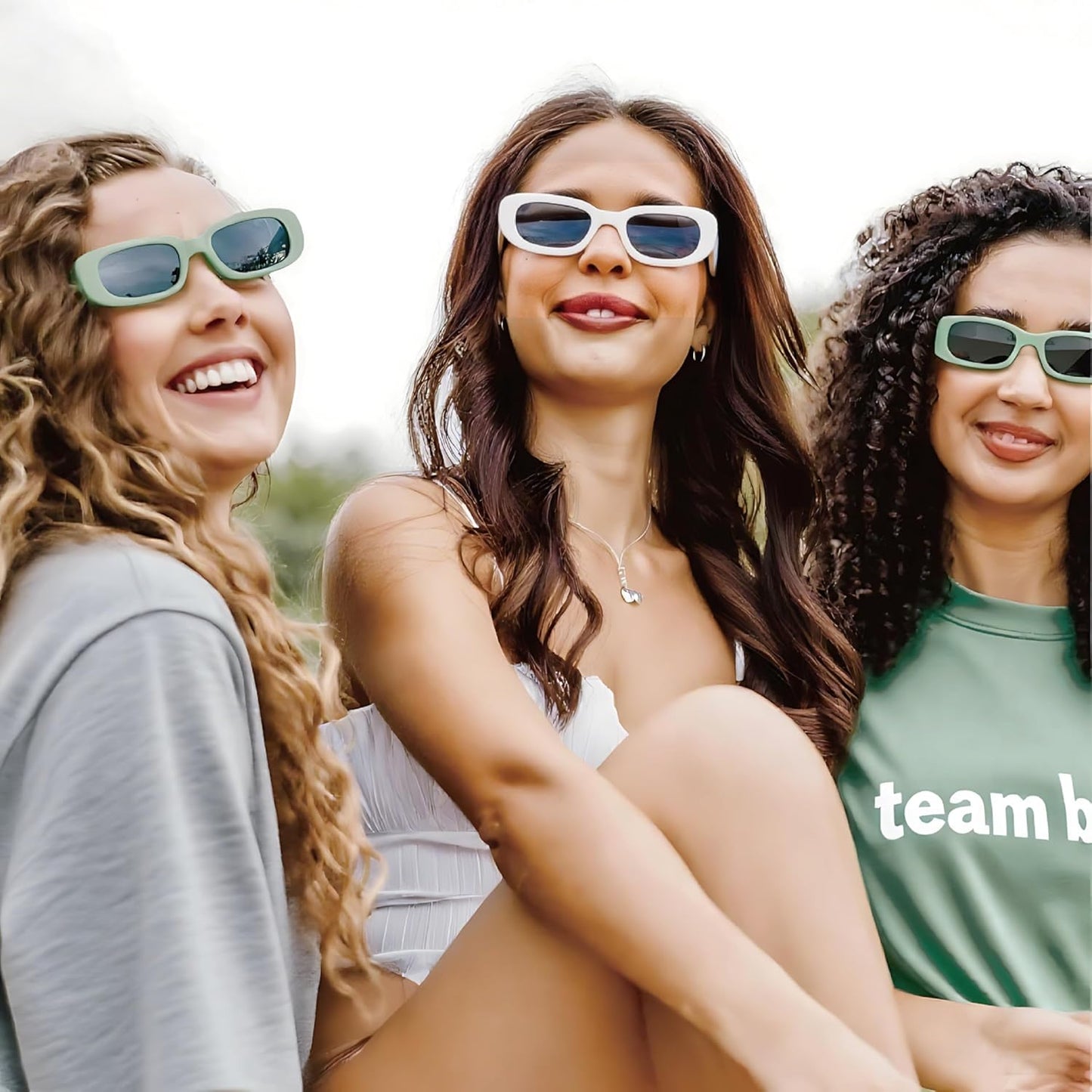 Bride's Babes Bachelorette Sunglasses, Bridesmaid Sunglasses,10 Pack Rectangle Team Bride glasses for Bachelorette Party