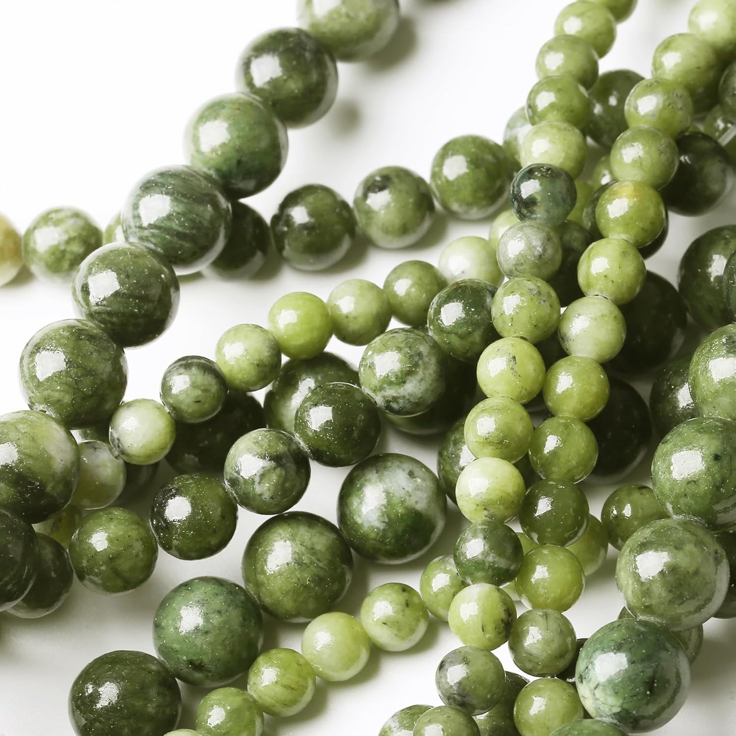 Matcha Green Jade Stone Beads Gemstone Round Crystal Energy Jade Beads Stone Beads for Jewelry Making DIY Bracelet Necklace Jewelry Making 1 Strand 15.5inch 4MM