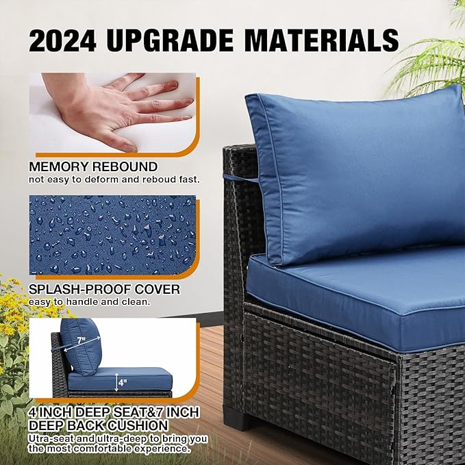 JOYURE 5 Pieces Patio Furniture Set All-Weather Outdoor Wicker Sectional - Image 4