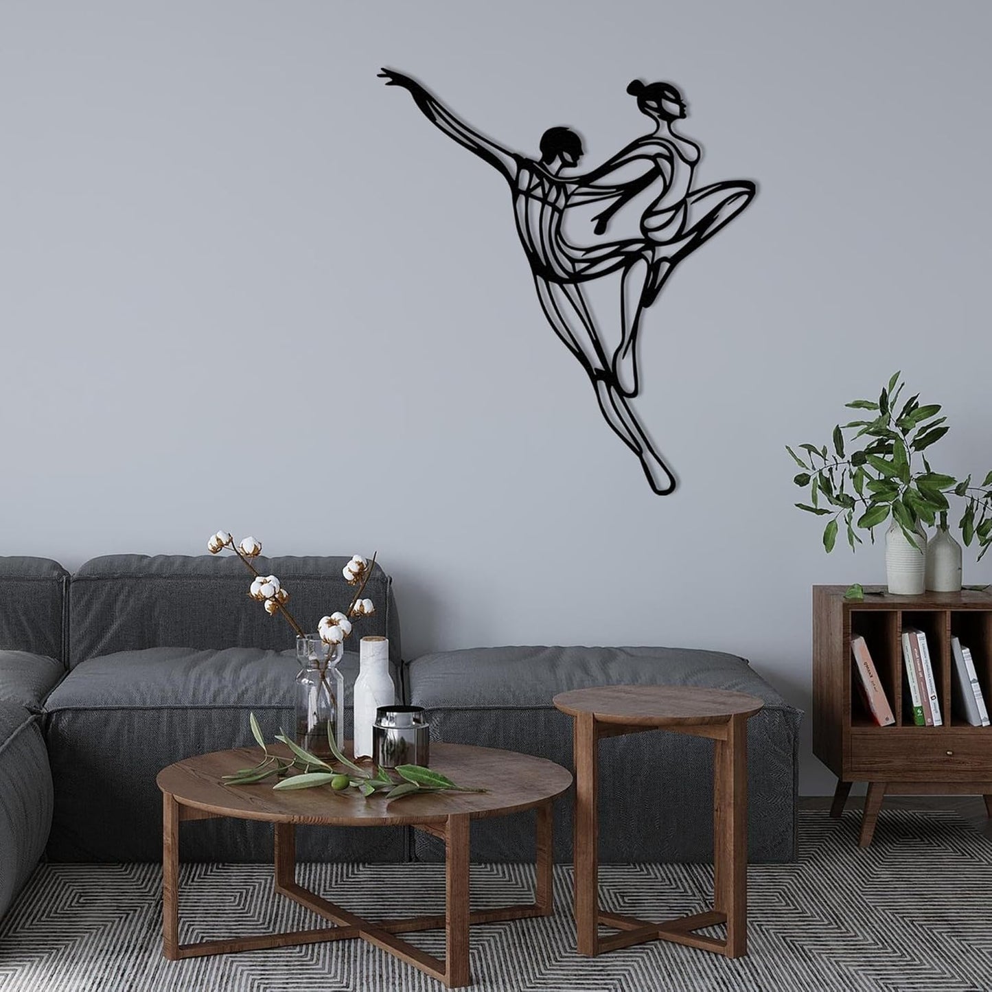 Wita Home Dancing Couple Metal Wall Art, Modern Minimalist Line Art Sculpture, Over the Bed Home Décor, Elegant Ballet-Inspired Design, Metal Wall Sculpture for Living Room, Bedroom (18x15 inches)