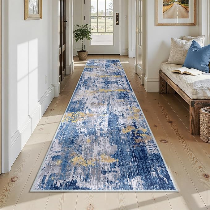 RELEANY Washable Area Rugs 2'6"x12 Non-Slip Modern Abstract Soft - Image 8