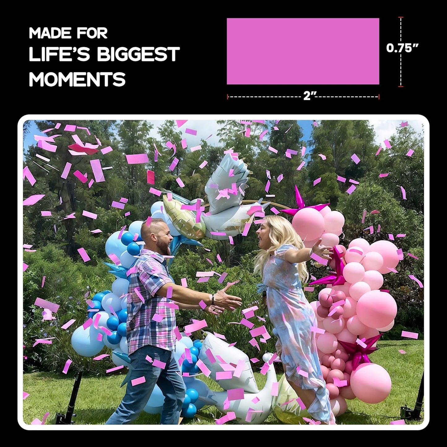 Ultimate Confetti, Pink Biodegradable Confetti - Rectangular Fluttering Tissue Paper Confetti for Cannon and Launcher use – Best for Gender Reveal, Wedding, Parties, and Live Events - 1 lb, 16 oz