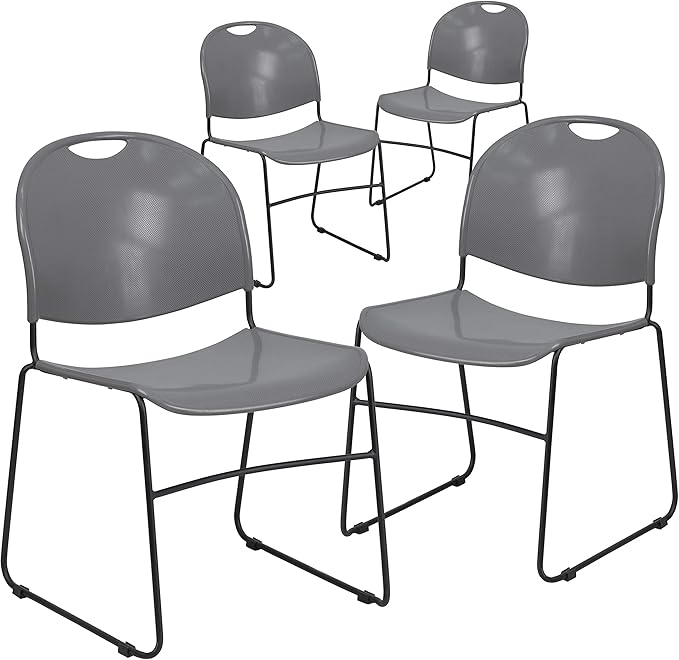 Flash Furniture 4 Pack HERCULES Series 880 lb. Capacity Gray Ultra-Compact by FlashFurniture