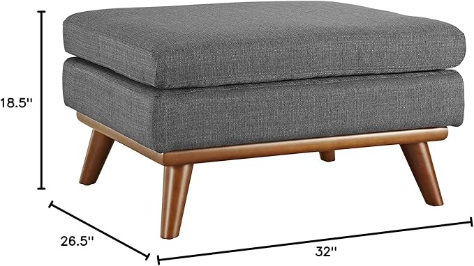 Modway Engage Mid-Century Modern Upholstered Fabric Ottoman in Gray - Image 3