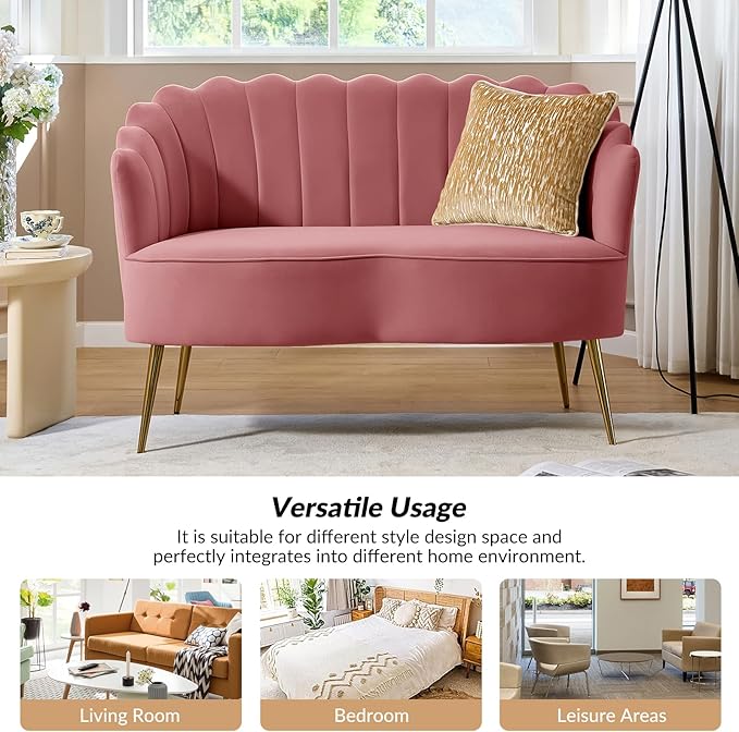 HULALA HOME Modern Velvet Loveseat Sofa - Image 6