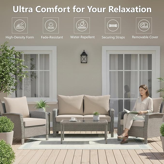 22x22 Inch Patio Chair Cushions Set of 4, Outdoor Furniture Cushions - Image 2