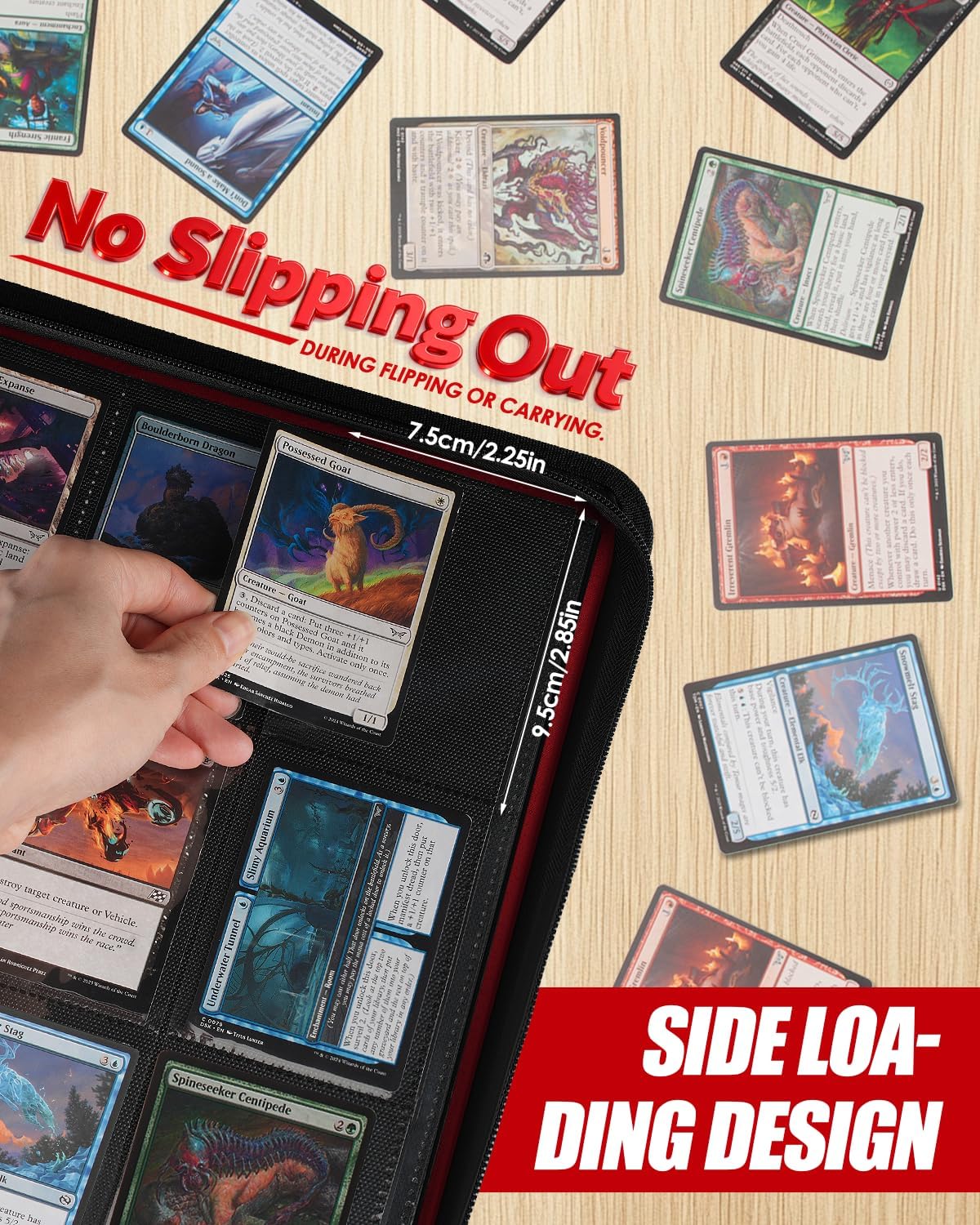 16-Pocket Card Binder - Card Binder Holds 832 Cards with Durable PU Leather & Side Loading for Baseball, Sport, MTG, TCG, PKM, Game Cards, Regular Cards Binder Double Sided Pocket Collector Album